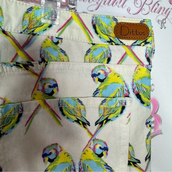 Dittos pants parrot 🦜 bird rainbow printed soft buttery fabric stretch bottoms - Picture 5 of 13